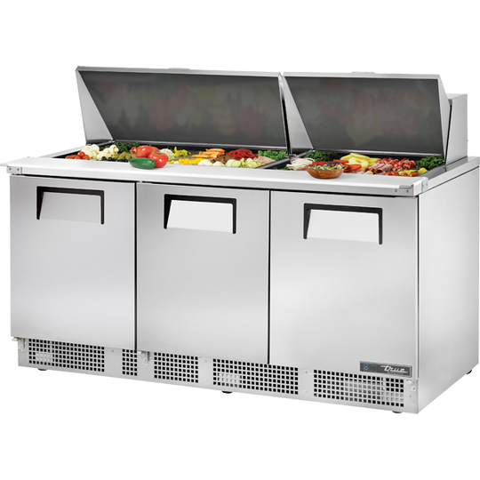 True TFP-72-30M-HC 72-1/8" Food Prep Table - 3 solid doors, 30 Pans