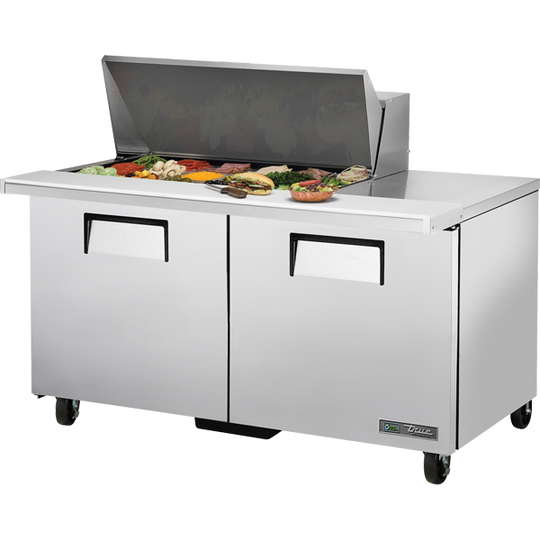 True TSSU-60-18M-B-HC 60-3/8" Mega Top Sandwich / Salad Prep Table - 2 solid doors, self-closing, 18 Pans