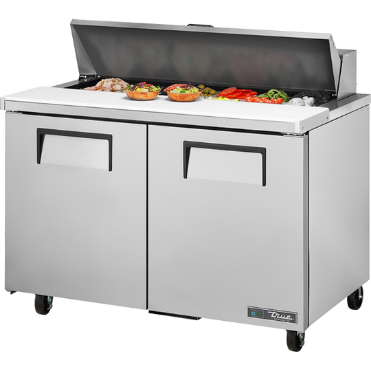 True TSSU-48-12-HC 48-3/8" Sandwich / Salad Prep Table - 2 solid doors, 12 Pans