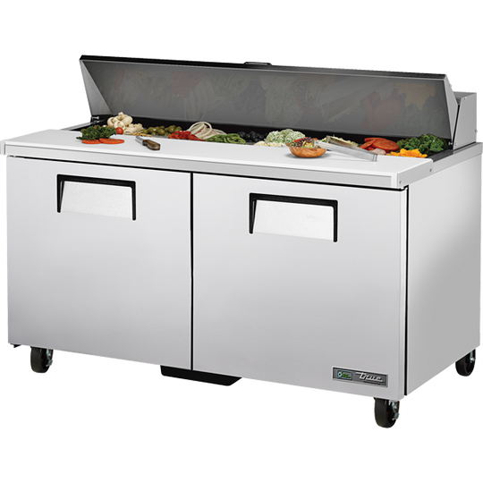 True TSSU-60-16-HC 60-3/8" Sandwich / Salad Prep Table - 2 solid doors, 16 Pans