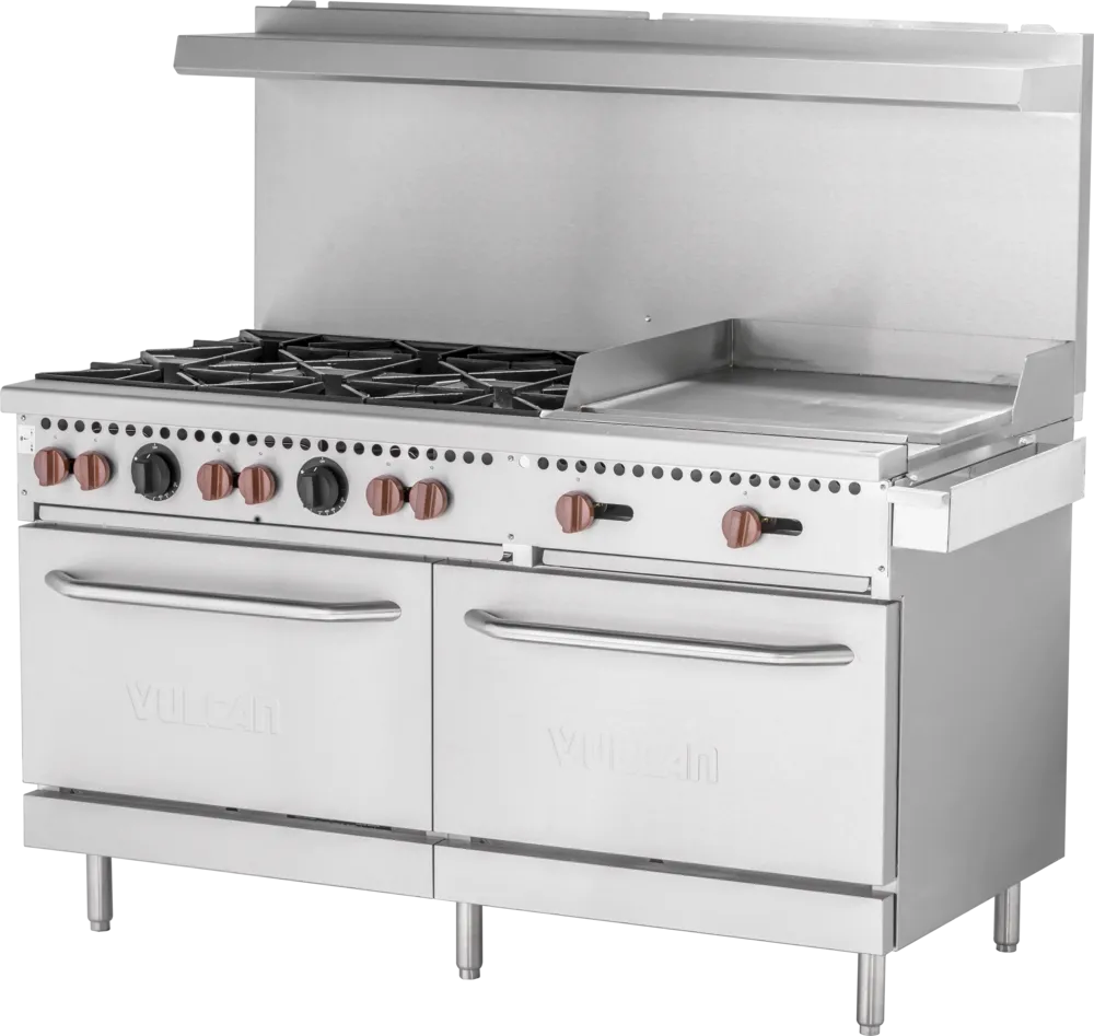 Vulcan SX60F-6B24GN SX Series 60" Natural Gas Range - 6 Burners, 24" Griddle, 258,000 BTU
