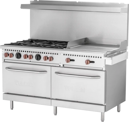 Vulcan SX60F-6B24GN SX Series 60" Natural Gas Range - 6 Burners, 24" Griddle, 258,000 BTU
