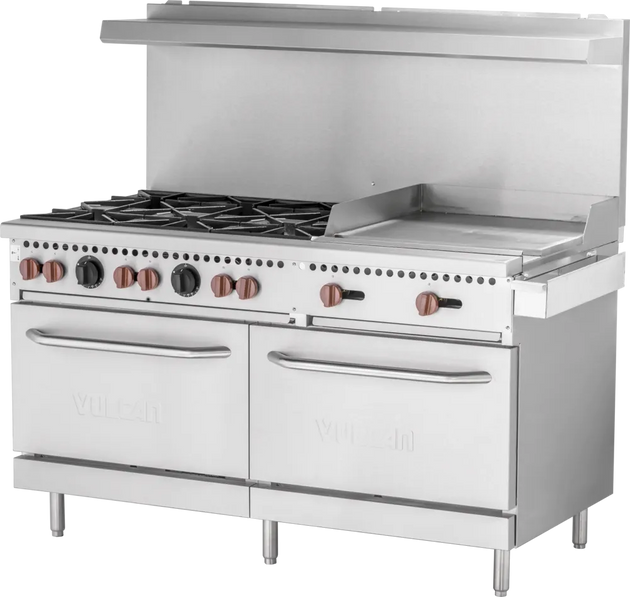 Vulcan SX60F-6B24GN SX Series 60" Natural Gas Range - 6 Burners, 24" Griddle, 258,000 BTU