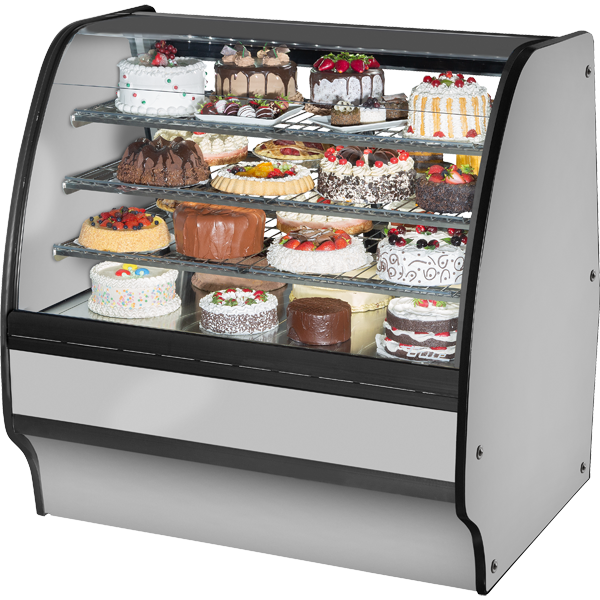 True TGM-R-48-SC/SC-S-S 48" Curved Glass Display Merchandiser - Solid Ends, 6 shelves