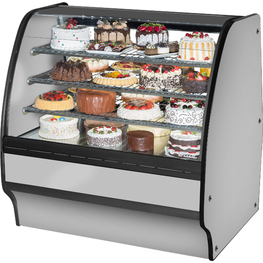 True TGM-R-48-SC/SC-S-S 48" Curved Glass Display Merchandiser - Solid Ends, 6 shelves