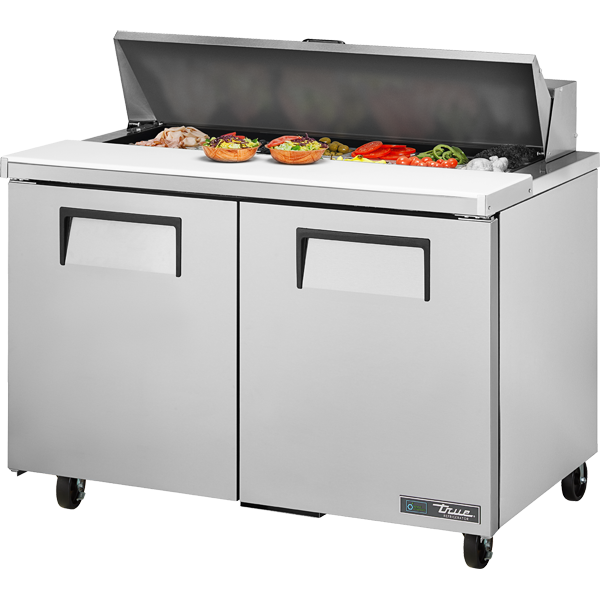 True TSSU-48-12-HC 48-3/8" Sandwich / Salad Prep Table - 2 solid doors, 12 Pans