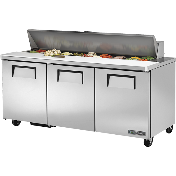 True TSSU-72-18-HC 72-3/8" Sandwich / Salad Prep Table - 3 solid doors, 18 Pans