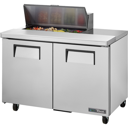 True TSSU-48-08-HC 48-3/8" Sandwich / Salad Prep Table - 2 solid doors, 8 Pans