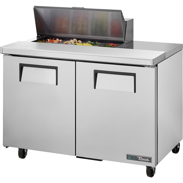 True TSSU-48-08-HC 48-3/8" Sandwich / Salad Prep Table - 2 solid doors, 8 Pans