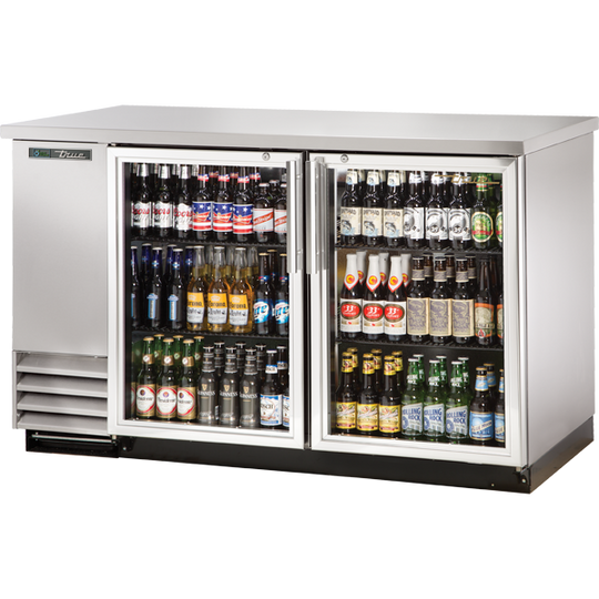 True TBB-2G-S-HC-LD 58-7/8" Back Bar Cooler - 2 glass swing doors, Stainless