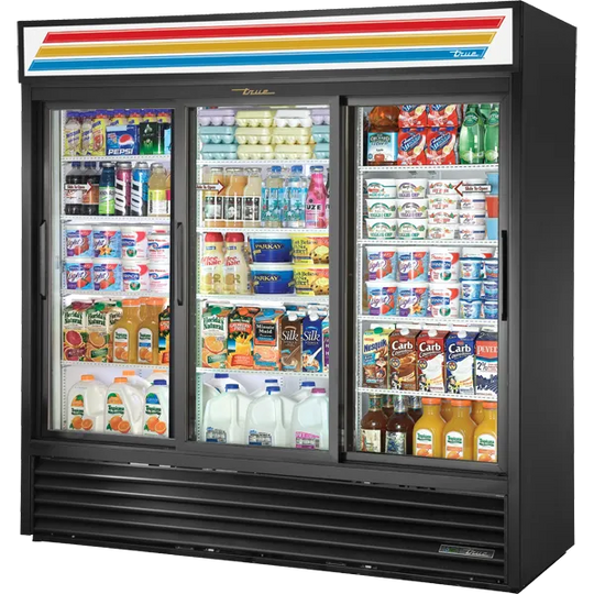 True GDM-69-HC-LD 78-1/8" Glass Door Merchandiser - 3 swing glass doors