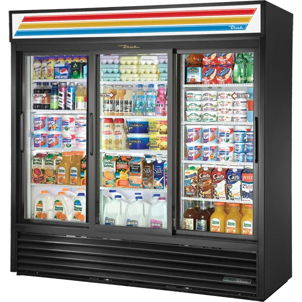 True GDM-69-HC-LD 78-1/8" Glass Door Merchandiser - 3 swing glass doors