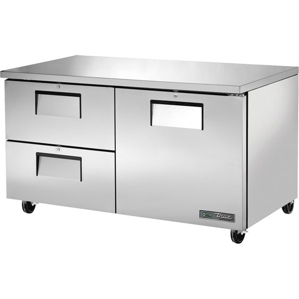 True TUC-60D-2-HC 60-3/8" Undercounter Refrigerator - 1 solid door and 2 drawers