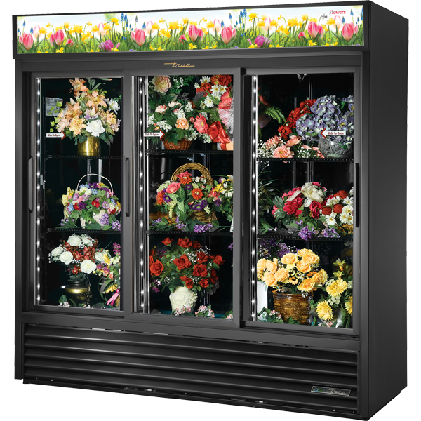True GDM-69FC-HC-LD 78-1/8" Glass Door Merchandiser - 3 swing glass doors