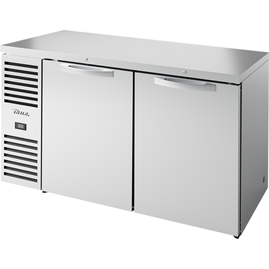 True TBR60-RISZ1-L-S-SS-1 60" Premier Bar Refrigerator - 2 solid doors