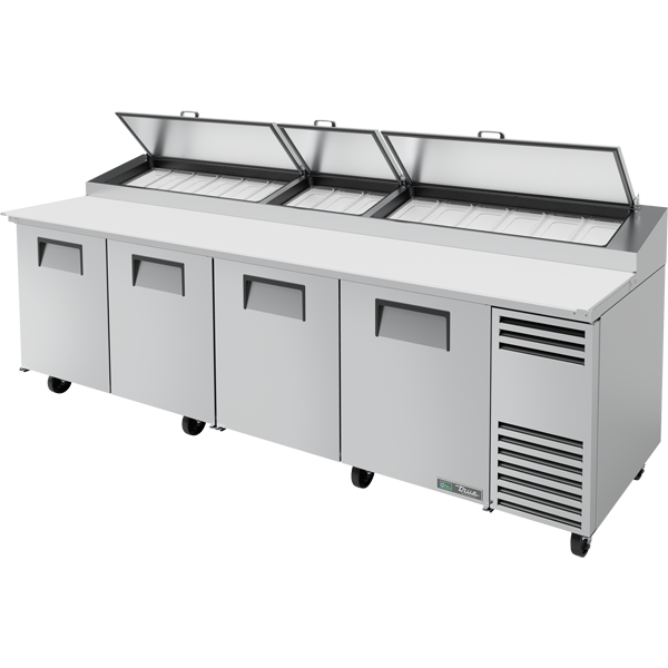 True TPP-AT-119-HC 119-1/4" Pizza Prep Table - 4 solid doors