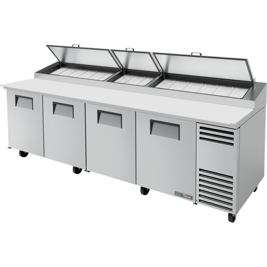 True TPP-AT-119-HC 119-1/4" Pizza Prep Table - 4 solid doors