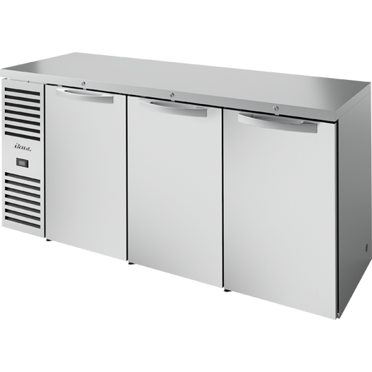 True TBR84-RISZ1-L-S-SSS-1 84" Premier Bar Refrigerator - 3 solid doors