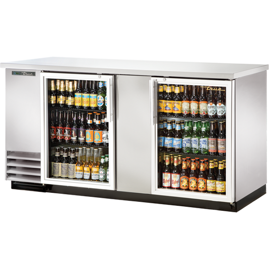 True TBB-3G-S-HC-LD 69-1/8" Back Bar Cooler - 2 glass swing doors, Stainless